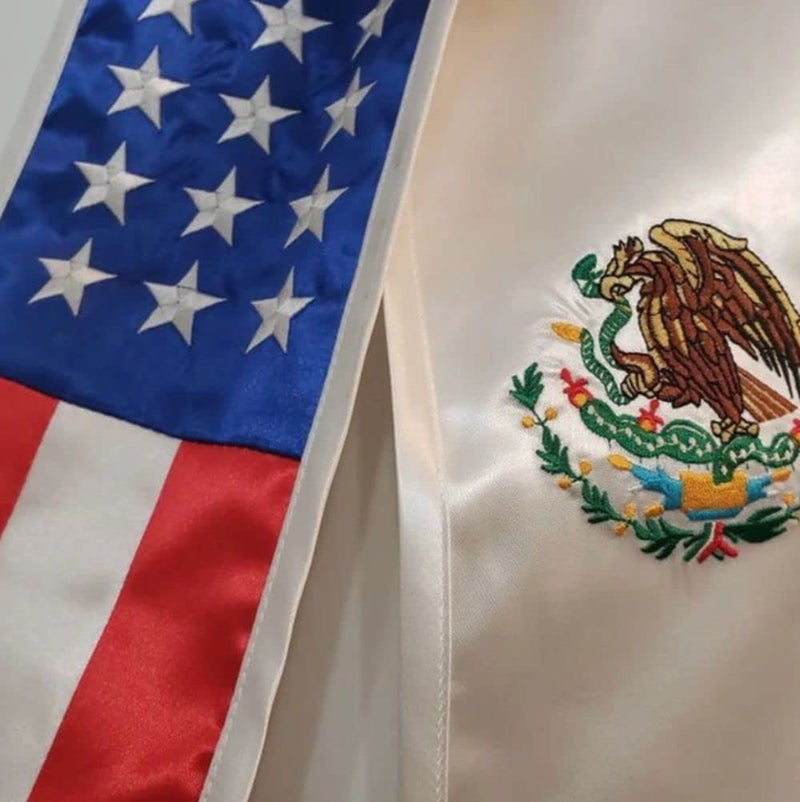Del Mex Mexico USA American Flag Graduation Stole Sash Latino Hispanic International (Mexican-American) - Image 3